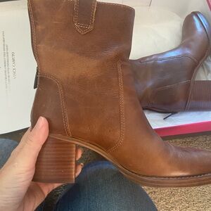 Vince Camuto caramel leather booties